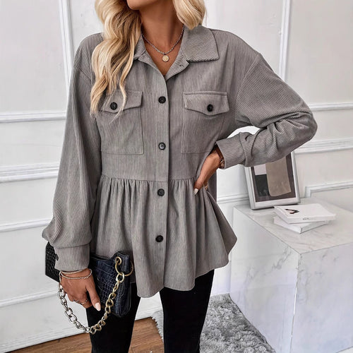 Casual Doll Shirt Coat Corduroy Shirt For Women