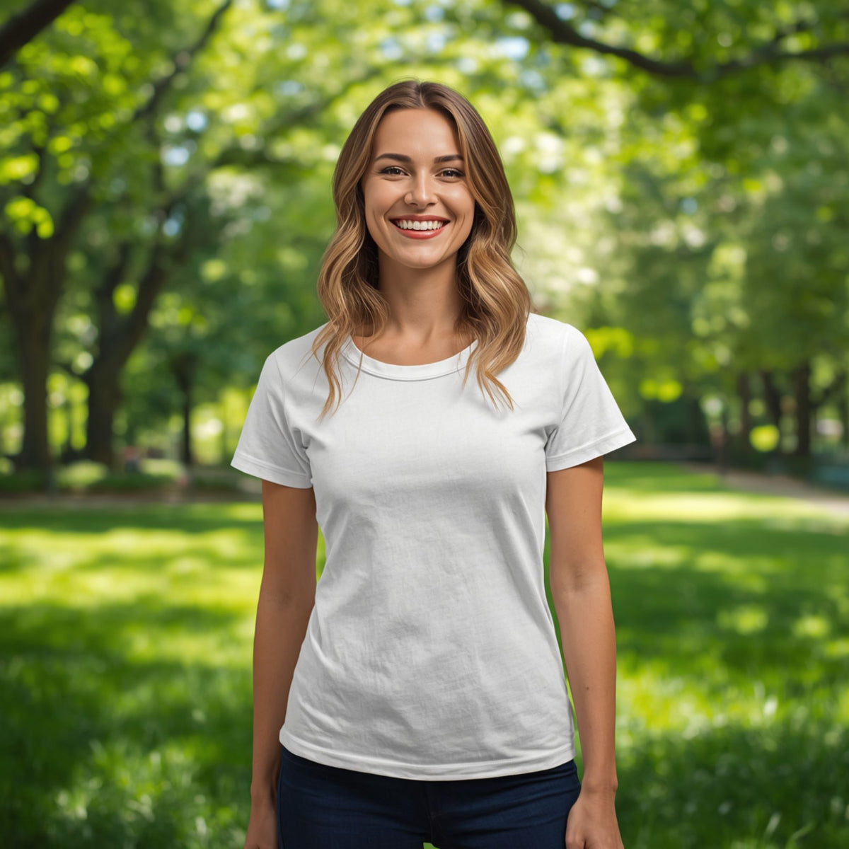 Alvena Schlichtes weißes Kurzarm-T-Shirt für Damen