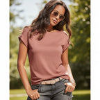 Basic-T-Shirt Altrosa – locker geschnittenes Shirt mit Ärmelumschlag