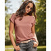 Basic-T-Shirt Altrosa – locker geschnittenes Shirt mit Ärmelumschlag