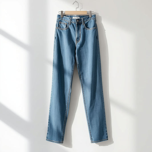 Damen-Jeans aus hellem Denim mit schmal zulaufendem Bein