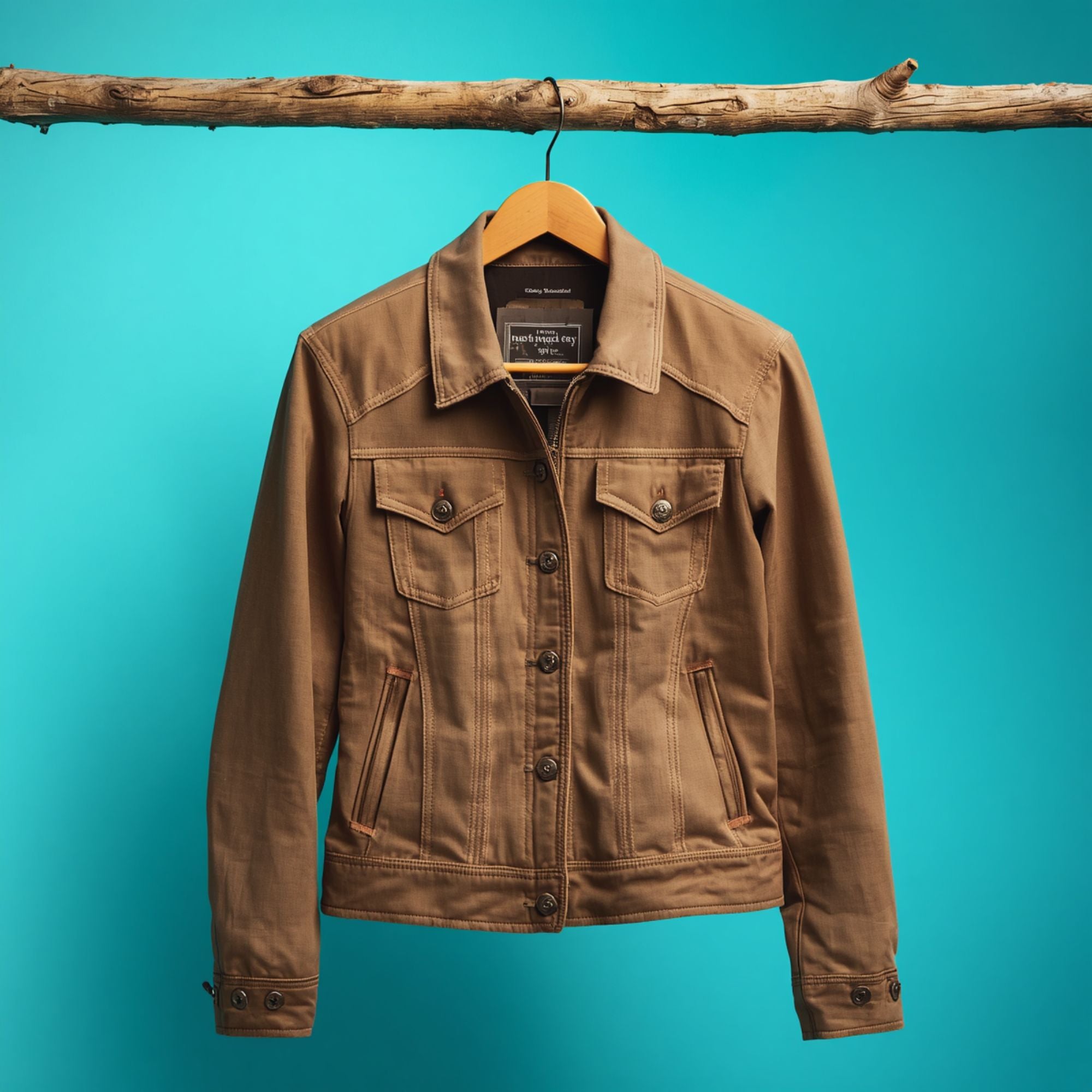 Damen-Jeansjacke in Kamelbraun mit Knopfleiste