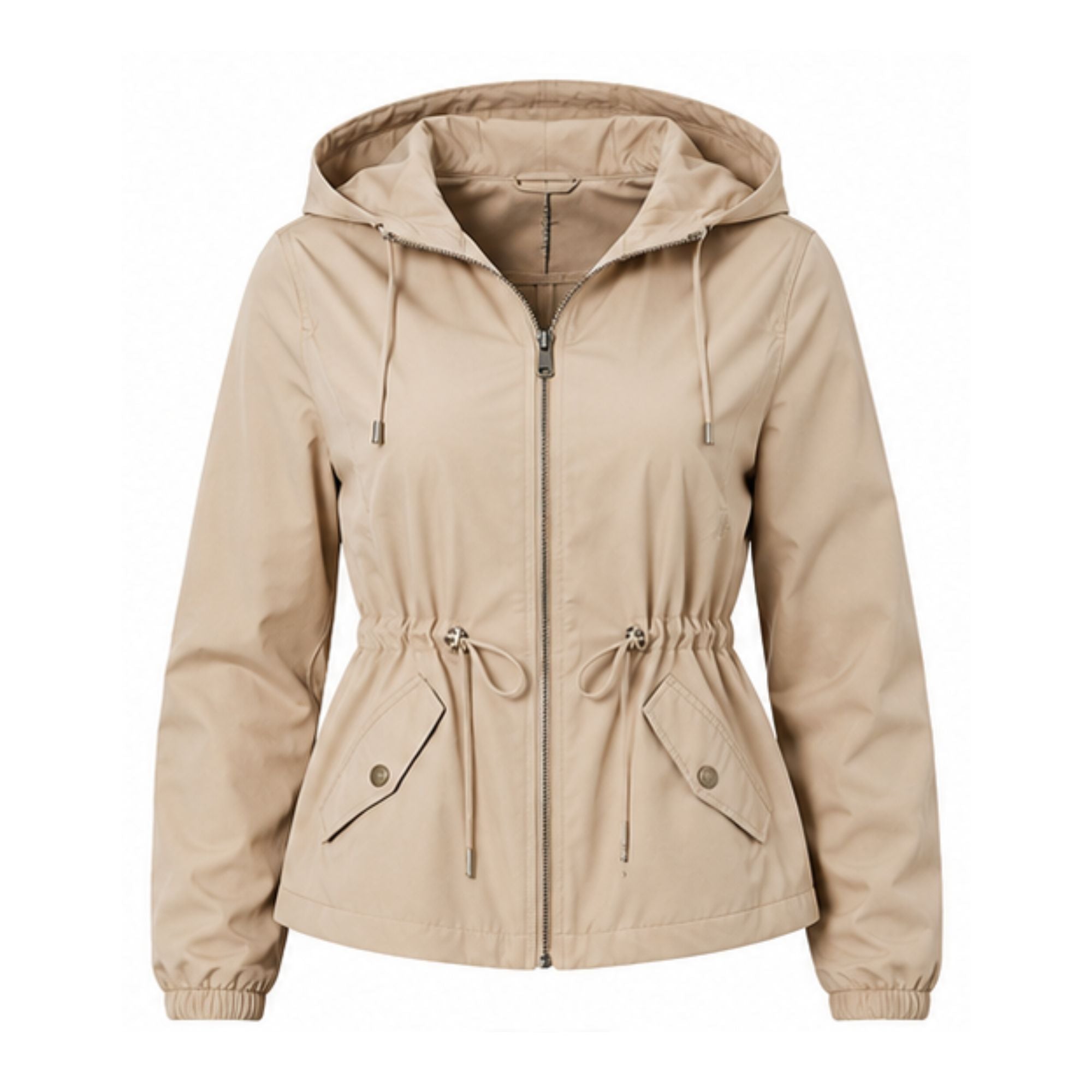 Damen-Kapuzenjacke mit Kordelzug, sandbeige