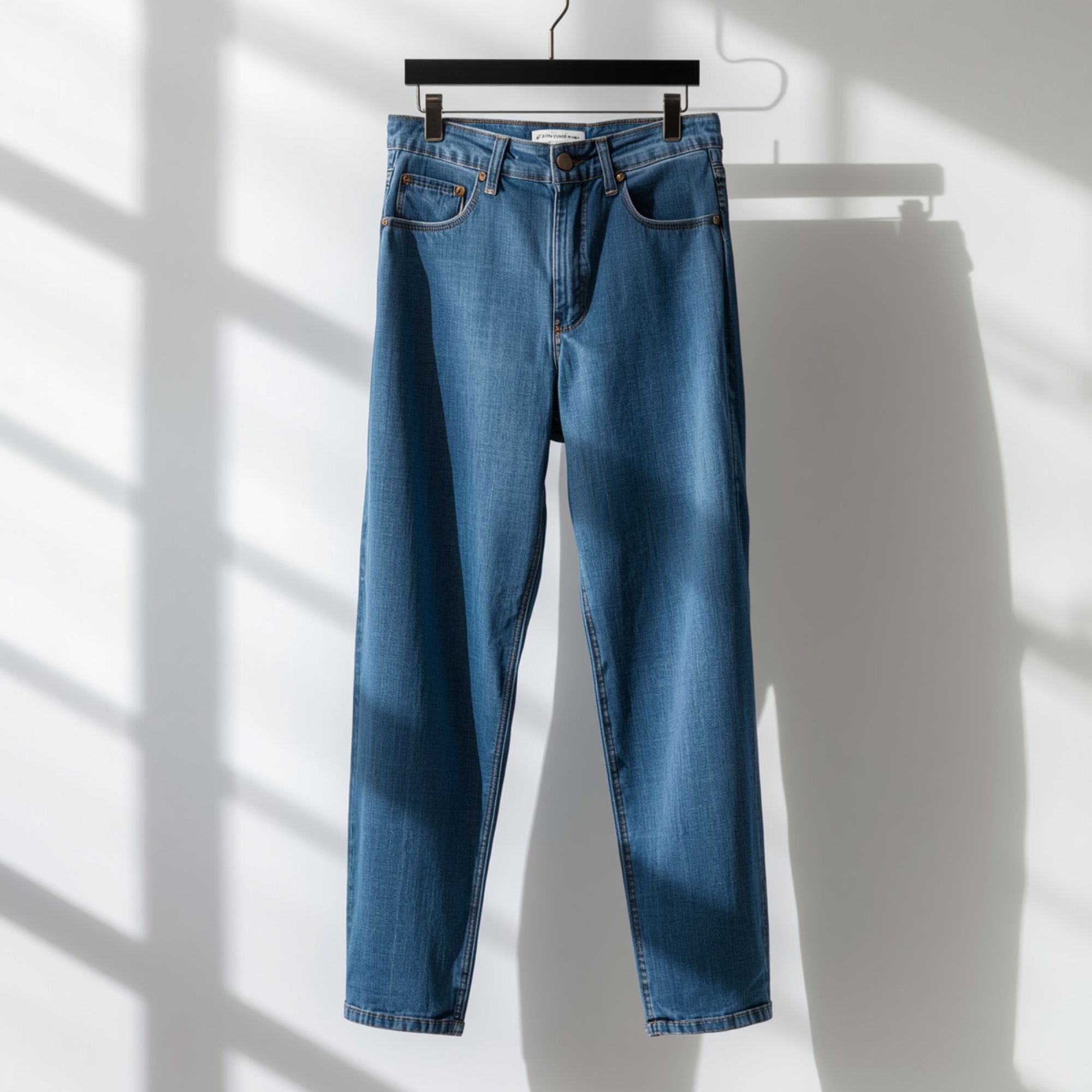 Klassische mittelblaue Damen-Jeans mit geradem Bein