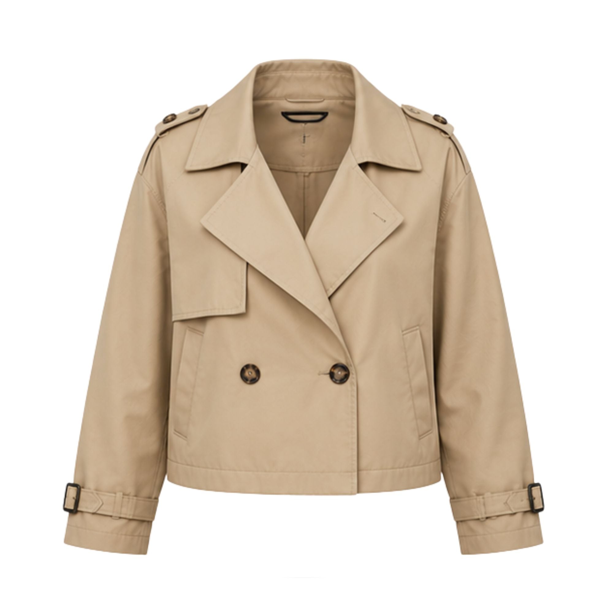 Kurzer, zweireihiger Trenchcoat für Damen