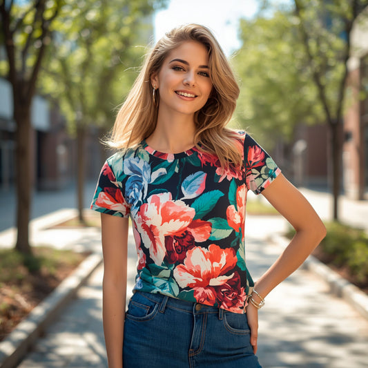 Marivelle Damen-T-Shirt mit botanischem Muster