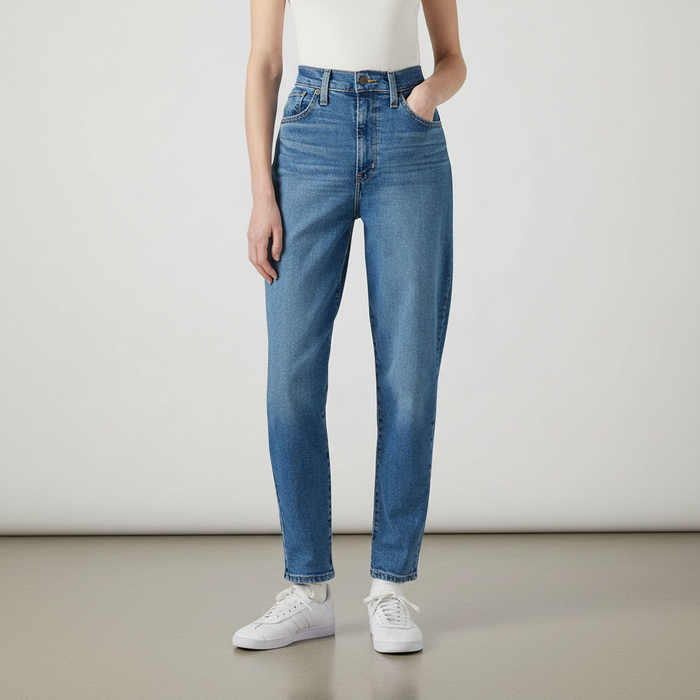Mom-Jeans mit hohem Bund – Vintage-Denim mit schmal zulaufendem Bein