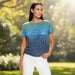 Shirt mit Folienprint – Ausbrennershirt mit Farbverlauf und Gummisaum