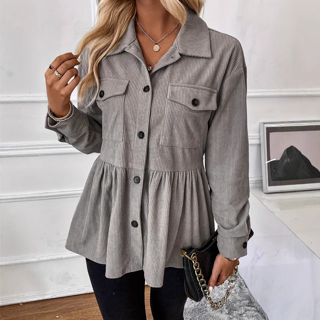 Casual Doll Shirt Coat Corduroy Shirt For Women